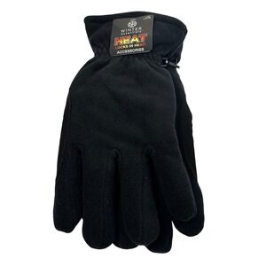 NWT Winter Essentials Heat Locks In Heat Fleece Gloves L XL Black Accessories